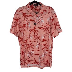 Bad Birdie Men’s Short Sleeve Golf Polo Ricky Rose Print Size Large NEW